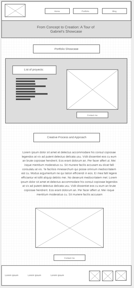 Portfolio page wireframe